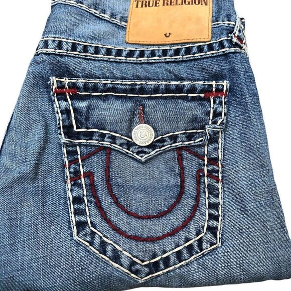 TRUE Religion Jean Shorts Size 33 GENO SUPER T Blue - Picture 5 of 6